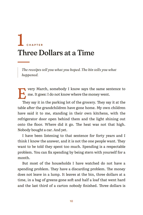 The opening page of Chapter 1, Three Dollars at a Time